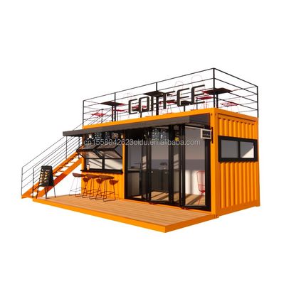 EU 20ft Food Stall Al secondo piano Container Coffee Shop Costruito con tubi quadrati in acciaio galvanizzato e struttura in acciaio