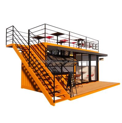 EU 20ft Food Stall Al secondo piano Container Coffee Shop Costruito con tubi quadrati in acciaio galvanizzato e struttura in acciaio