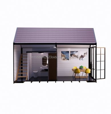 Casa di legno triangolare di 20 piedi Pieghevole Casa di legno di spedizione con pannelli sandwich Wave da 100 mm Pareti e finestre in lega di alluminio
