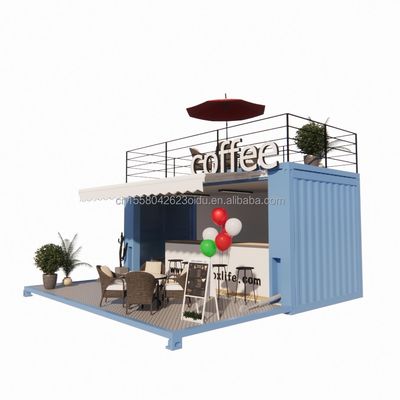Mini 20 piedi Pop-Up Store con design moderno e robusti tubi quadrati in acciaio galvanizzato due piani contenitore Bar Stall