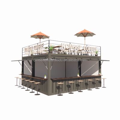 Contenitore pop-up prefabbricato Ristorante Negozio di cibo di strada Chiosco con tubi quadrati in acciaio galvanizzato