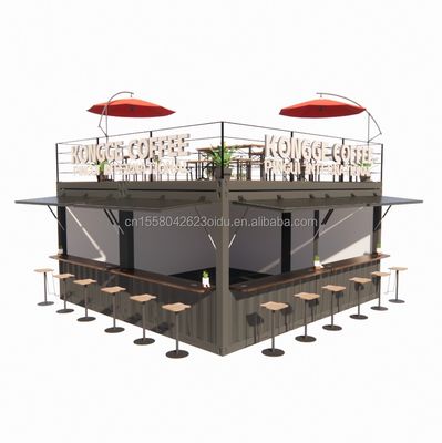 Contenitore pop-up prefabbricato Ristorante Negozio di cibo di strada Chiosco con tubi quadrati in acciaio galvanizzato