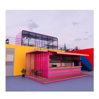 20ft Flat Mobile Container Shop Store Coffee Retail Stall con pannello sandwich Wave da 50 mm Parete per hotel