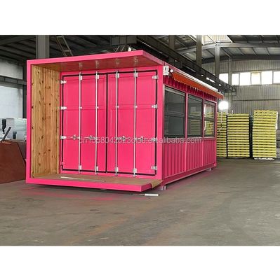 20ft Flat Mobile Container Shop Store Coffee Retail Stall con pannello sandwich Wave da 50 mm Parete per hotel