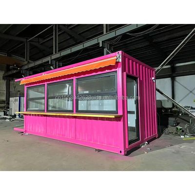 20ft Flat Mobile Container Shop Store Coffee Retail Stall con pannello sandwich Wave da 50 mm Parete per hotel