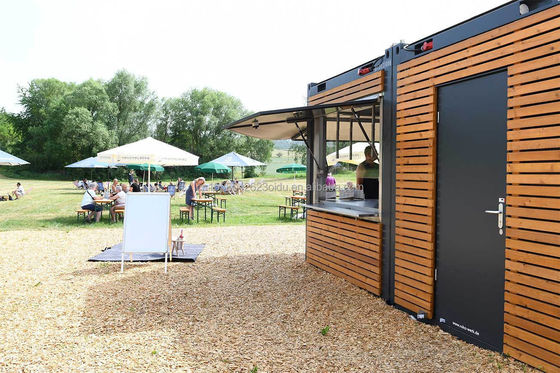 20ft Container Store Legno Grain Metal Frame Hotel Casa mobile con tubi quadrati in acciaio galvanizzato e imballaggio piatto