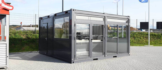 20ft Container Store Legno Grain Metal Frame Hotel Casa mobile con tubi quadrati in acciaio galvanizzato e imballaggio piatto