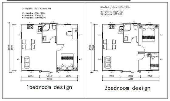 Case prefabbricate pieghevoli con design moderno e finestre in lega di alluminio