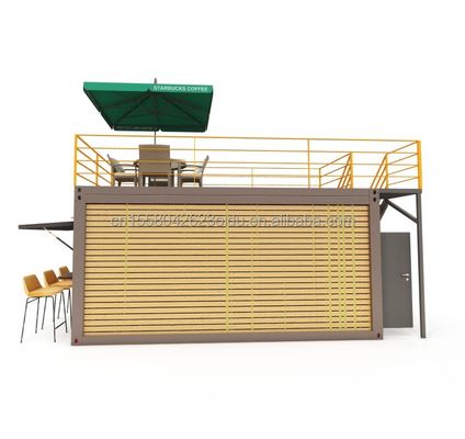 20 piedi contenitore bar del caffè portabile magazzino prefabbricato con contenitore di progettazione e 50/75/100mm Wave Sandwich pannelli di pareti