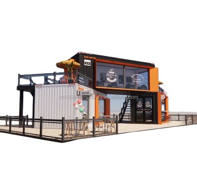 Negozio di contenitori per spedizioni modificati Casa di contenitori Negozio di caffè con tubi quadrati in acciaio galvanizzato