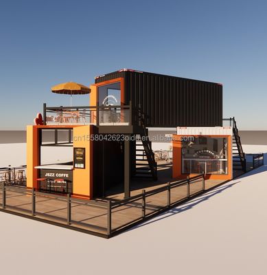 Negozio di contenitori per spedizioni modificati Casa di contenitori Negozio di caffè con tubi quadrati in acciaio galvanizzato