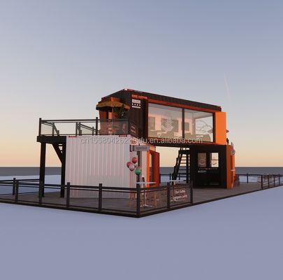 Negozio di contenitori per spedizioni modificati Casa di contenitori Negozio di caffè con tubi quadrati in acciaio galvanizzato