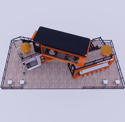 Negozio di contenitori per spedizioni modificati Casa di contenitori Negozio di caffè con tubi quadrati in acciaio galvanizzato
