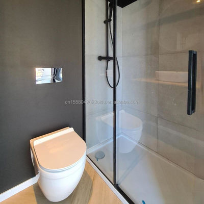 Hotel con una camera da letto Container di trasporto nero Casa di acciaio Porta di lusso 20 piedi Case in legno prefabbricate con cucina e bagno