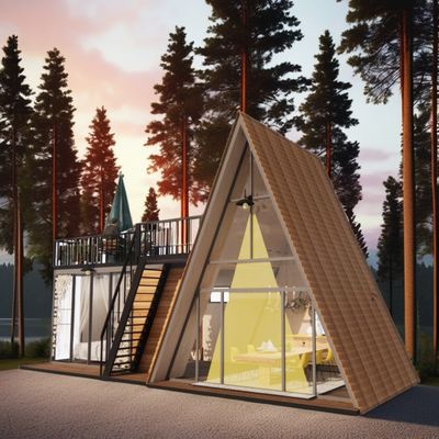 Hotel Resort Casa prefabbricata in container con un letto bagno cucina e porta a pannello sandwich in forma triangolare moderna