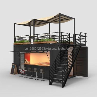 Container Cafe con cucina 20 piedi telaio in acciaio galvanizzato in acciaio piegatura 180g ristorante bagno incluso