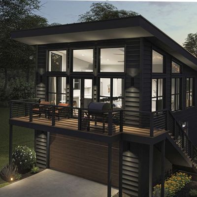 Tubi quadrati in acciaio galvanizzato 2 camere da letto Edificio esterno Prefabbricato Container per la spedizione Casa per villa / giardino nel cortile caldo