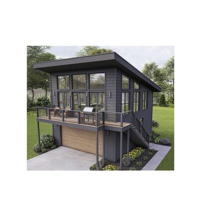 Tubi quadrati in acciaio galvanizzato 2 camere da letto Edificio esterno Prefabbricato Container per la spedizione Casa per villa / giardino nel cortile caldo