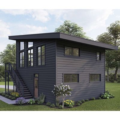 Tubi quadrati in acciaio galvanizzato 2 camere da letto Edificio esterno Prefabbricato Container per la spedizione Casa per villa / giardino nel cortile caldo
