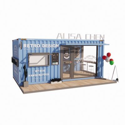 Tubi quadrati in acciaio galvanizzato Case contenitori 20 piedi Chiosco portatile Prefabbricato modificato Modulare Bar di caffè Container di spedizione