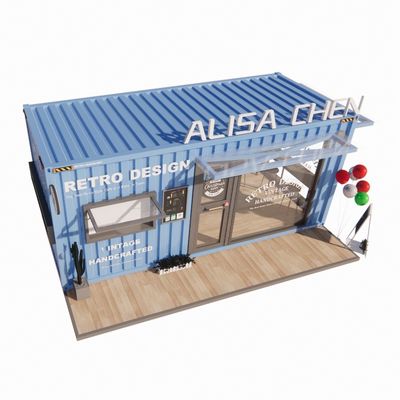 Tubi quadrati in acciaio galvanizzato Case contenitori 20 piedi Chiosco portatile Prefabbricato modificato Modulare Bar di caffè Container di spedizione