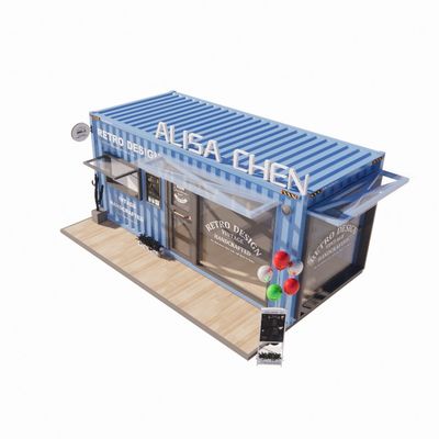 Tubi quadrati in acciaio galvanizzato Case contenitori 20 piedi Chiosco portatile Prefabbricato modificato Modulare Bar di caffè Container di spedizione
