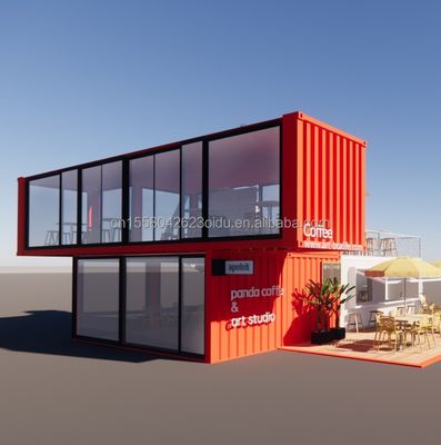 20ft Deluxe Container Store Large Floor Glass Tiny House Custom Cabin Villa con 50/75/100mm Wave Sandwich Panel Pareti