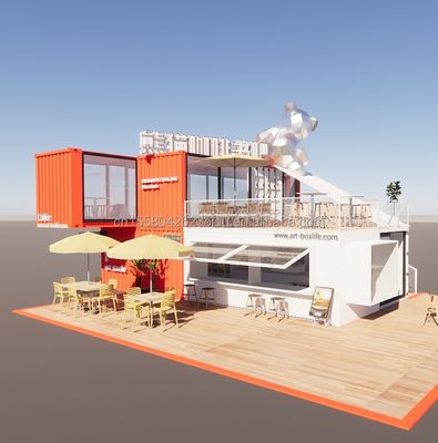 20ft Deluxe Container Store Large Floor Glass Tiny House Custom Cabin Villa con 50/75/100mm Wave Sandwich Panel Pareti