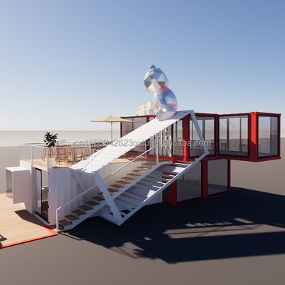 20ft Deluxe Container Store Large Floor Glass Tiny House Custom Cabin Villa con 50/75/100mm Wave Sandwich Panel Pareti