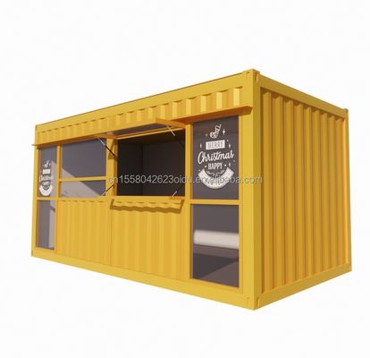 20 piedi mobili prefabbricati caffetteria Container House Design con tubi quadrati in acciaio galvanizzato