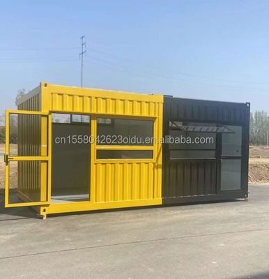 20 piedi mobili prefabbricati caffetteria Container House Design con tubi quadrati in acciaio galvanizzato