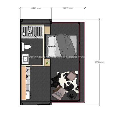 Hotel Completamente arredato Container per spedizioni Casa in stile moderno Casa prefabbricata con telaio in acciaio e piegatura in acciaio galvanizzato