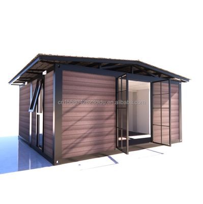 Contenitore di imballaggio piatto ufficio da giardino prefabbricato in metallo e legno con tubi quadrati in acciaio galvanizzato