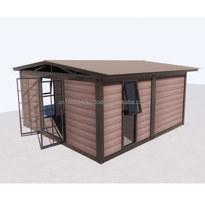 Contenitore di imballaggio piatto ufficio da giardino prefabbricato in metallo e legno con tubi quadrati in acciaio galvanizzato