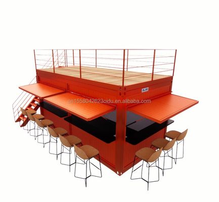 20 piedi imballaggio piatto personalizzato installazione rapida contenitore in legno casa prefabbricata giardino bar con tubi quadrati in acciaio galvanizzato