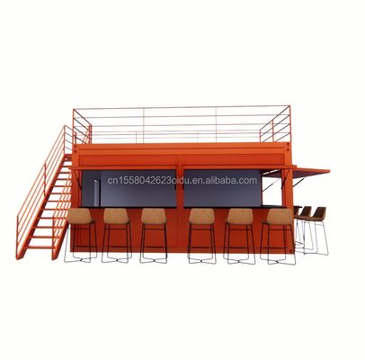 20 piedi imballaggio piatto personalizzato installazione rapida contenitore in legno casa prefabbricata giardino bar con tubi quadrati in acciaio galvanizzato
