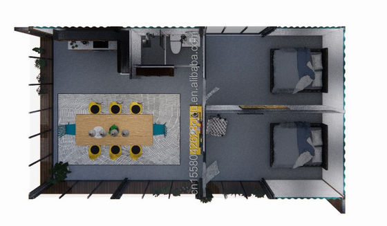 Soluzione per abitazioni familiari 20FT Combinazione Contenitore di imballaggio piatto con 2 camere e 3 camere da letto stile hotel