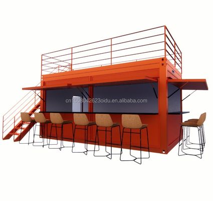 20 piedi imballaggio piatto personalizzato installazione rapida contenitore in legno casa prefabbricata giardino bar con tubi quadrati in acciaio galvanizzato