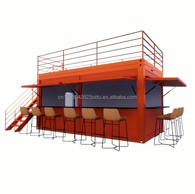 20 piedi imballaggio piatto personalizzato installazione rapida contenitore in legno casa prefabbricata giardino bar con tubi quadrati in acciaio galvanizzato