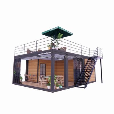 Studio di giardino di lusso in legno da 20 piedi Pacco appartamento Assemblaggio 2 camere da letto Contenitore Casa mobile con finestre in lega di alluminio