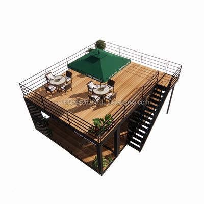 Studio di giardino di lusso in legno da 20 piedi Pacco appartamento Assemblaggio 2 camere da letto Contenitore Casa mobile con finestre in lega di alluminio