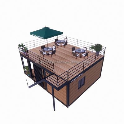 Studio di giardino di lusso in legno da 20 piedi Pacco appartamento Assemblaggio 2 camere da letto Contenitore Casa mobile con finestre in lega di alluminio