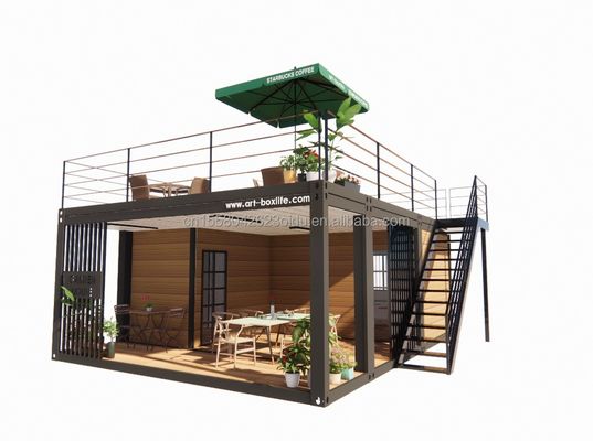 Studio di giardino di lusso in legno da 20 piedi Pacco appartamento Assemblaggio 2 camere da letto Contenitore Casa mobile con finestre in lega di alluminio