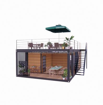 Studio di giardino di lusso in legno da 20 piedi Pacco appartamento Assemblaggio 2 camere da letto Contenitore Casa mobile con finestre in lega di alluminio