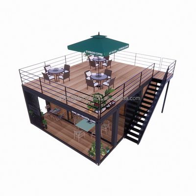 Studio di giardino di lusso in legno da 20 piedi Pacco appartamento Assemblaggio 2 camere da letto Contenitore Casa mobile con finestre in lega di alluminio