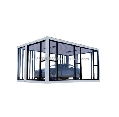 Colore personalizzato 20ft Container Car Exhibition Hall Casa prefabbricata Pieghevole Leggio di alluminio Vetro temperato Mobile Shop