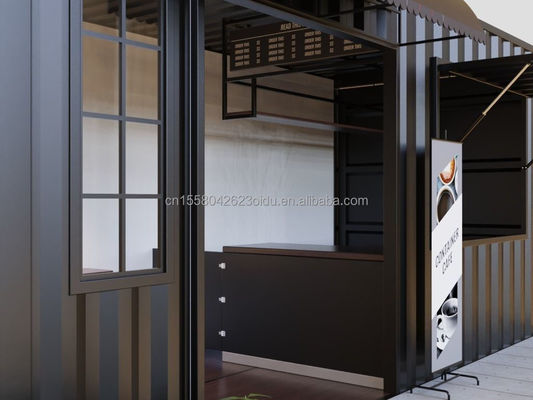 Prefabbricato contenitore di pannelli sandwich ristorante 20ft 40ft case modulari case per personalizzazione mobile bar di spedizione nei caffè