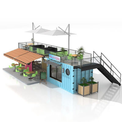 50/75/100mm Wave Sandwich Panel Parete 20ft 40ft Folding Container Cafe Ristorante Container di spedizione Bar Cafe con cucina