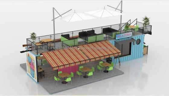 50/75/100mm Wave Sandwich Panel Parete 20ft 40ft Folding Container Cafe Ristorante Container di spedizione Bar Cafe con cucina