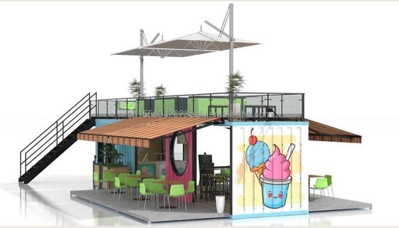 50/75/100mm Wave Sandwich Panel Parete 20ft 40ft Folding Container Cafe Ristorante Container di spedizione Bar Cafe con cucina